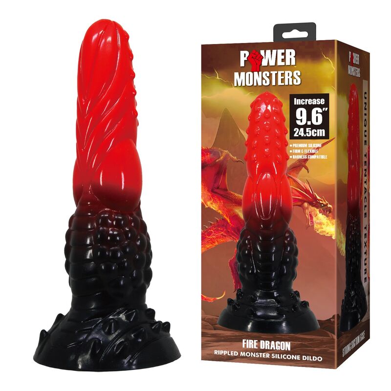 Dildo Fantasy Power Monsters Drago di Fuoco — Rosso e Nero
