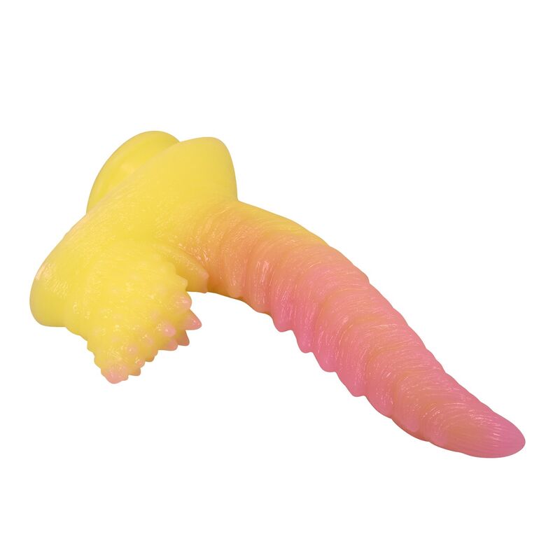 Dildo Fantasy POWER MONSTERS Mostro Ondulato con Ventosa — Rosa e Giallo