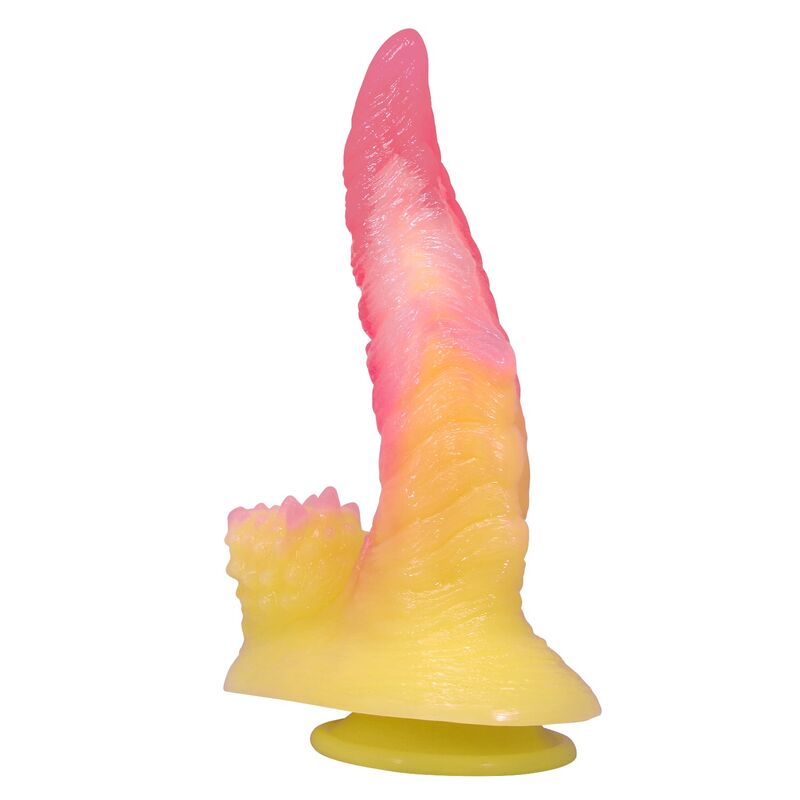Dildo Fantasy POWER MONSTERS Mostro Ondulato con Ventosa — Rosa e Giallo