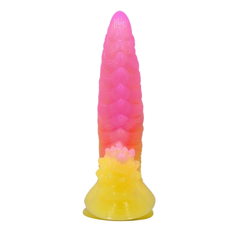 Dildo Fantasy POWER MONSTERS Mostro Ondulato con Ventosa — Rosa e Giallo