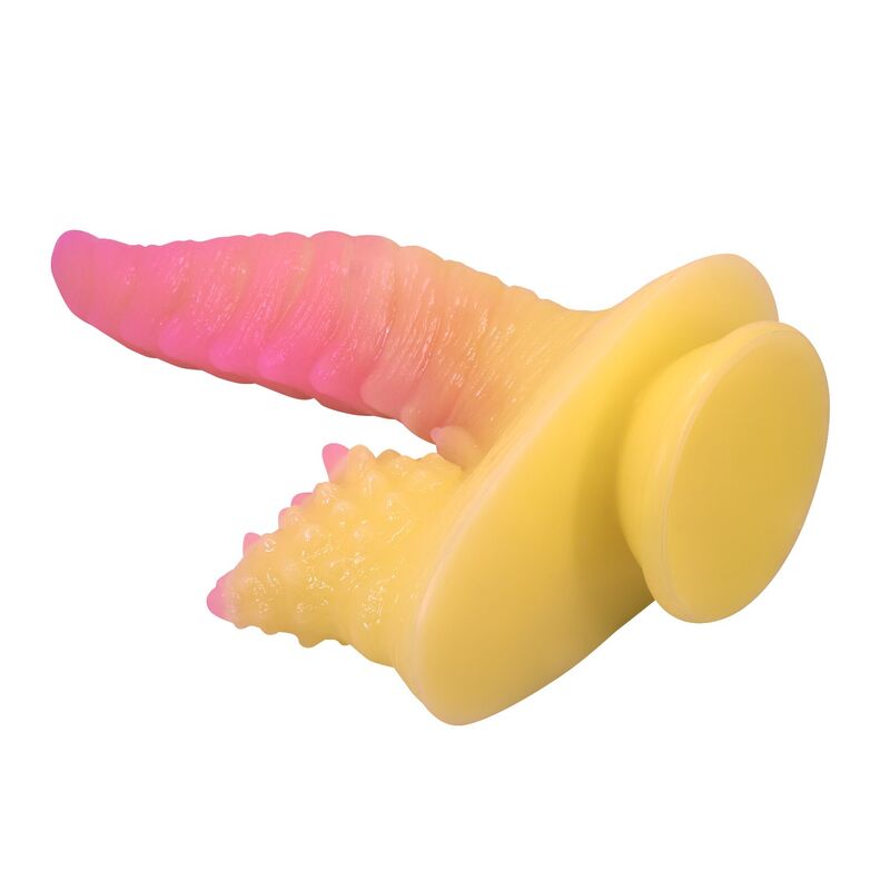 Dildo Fantasy POWER MONSTERS Mostro Ondulato con Ventosa — Rosa e Giallo
