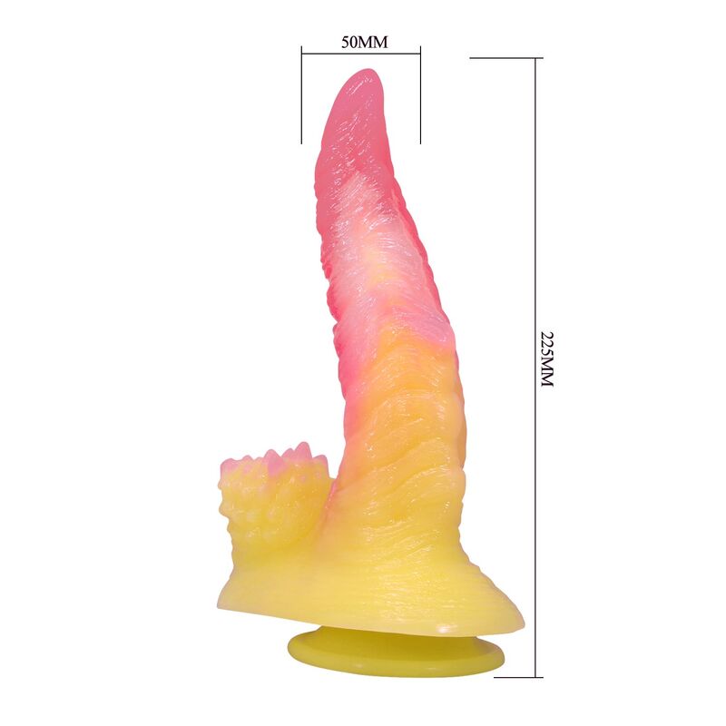 Dildo Fantasy POWER MONSTERS Mostro Ondulato con Ventosa — Rosa e Giallo