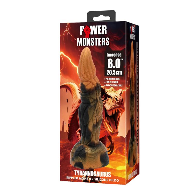 Dildo Fantasy Power Monsters Tyrannosaurus Bicolor — Marrone/Nero