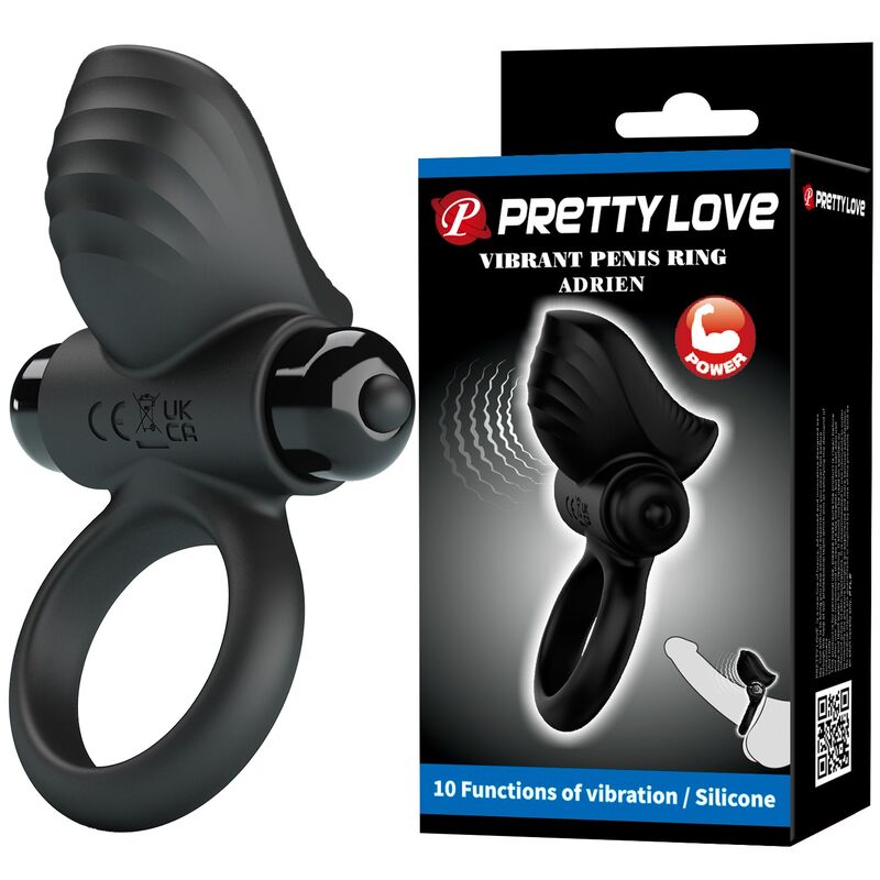 Anello Vibrante per Pene Pretty Love Adrien — Nero