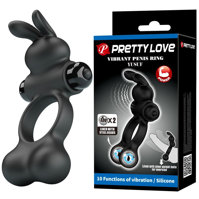 Anello Vibrante PRETTY LOVE Bunny — Nero
