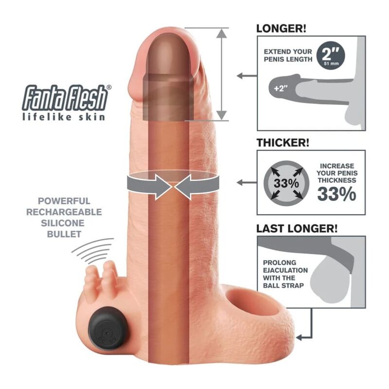 Manicotto per Pene Vibrante FANTASY X-TENSIONS Real Feel — Beige