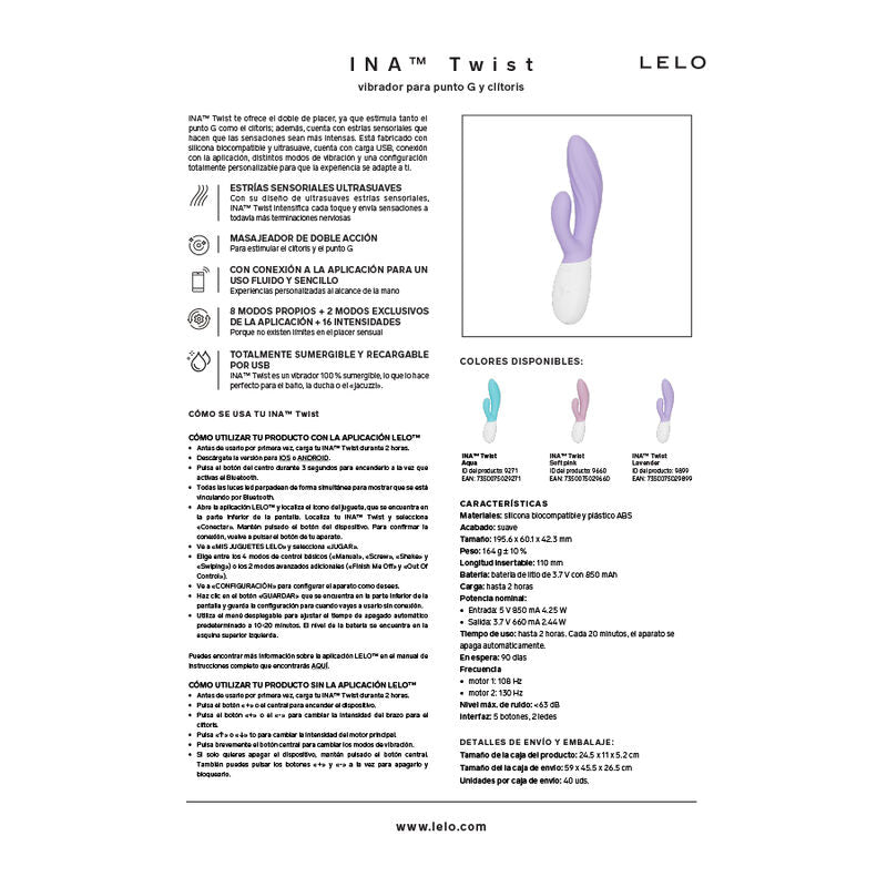Vibratore Doppio LELO Ina Twist — Lavanda
