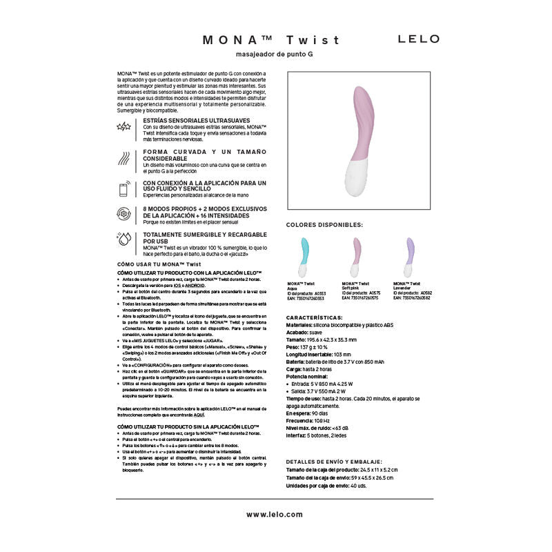 Vibratore Punto G Lelo Mona Twist — Lavanda