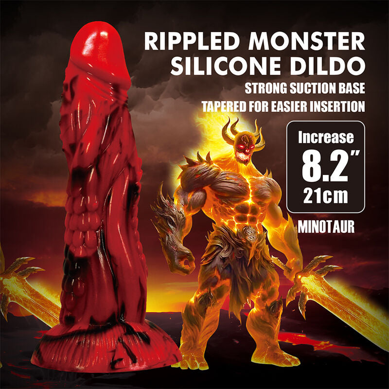 Dildo Fantasy Power Monsters Minotauro con Ventosa — Rosso e Nero