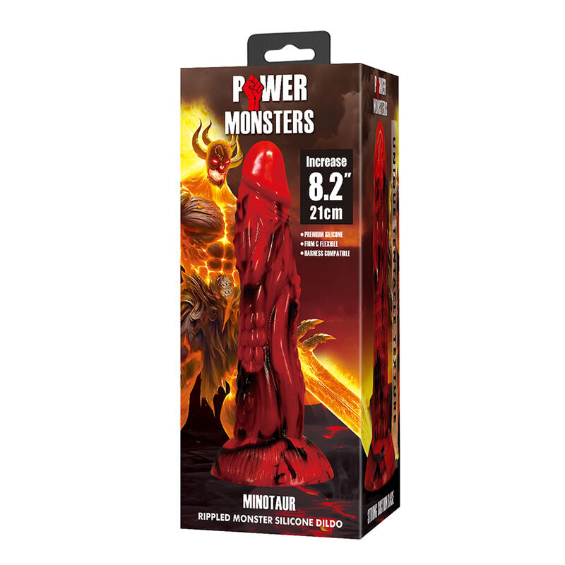 Dildo Fantasy Power Monsters Minotauro con Ventosa — Rosso e Nero