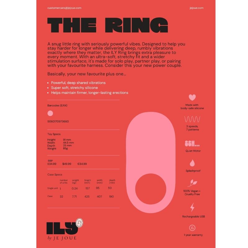 Anello Vibrante JE JOUE ILY Cock Ring — Nero