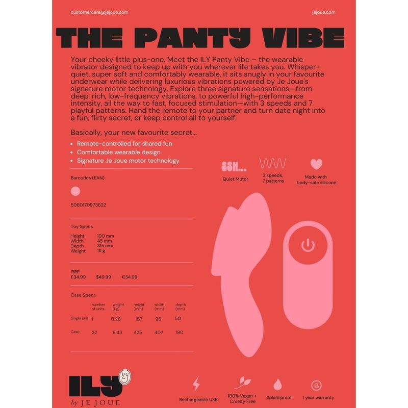 Vibratore Intimo JE JOUE Ily Panty Vibe con Telecomando — Viola