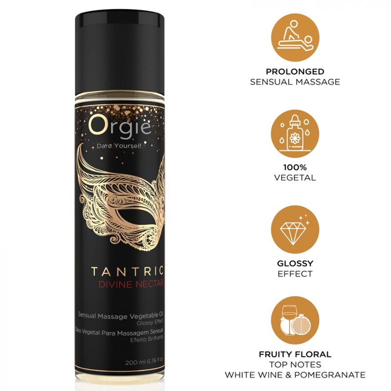 Olio Vegetale Massaggio ORGIE Nettare Divino Tantra — 200 ml