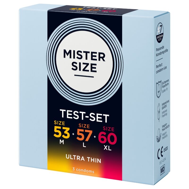 Preservativi MISTER SIZE Campione Misure 53-57-60 mm — 3 Pezzi