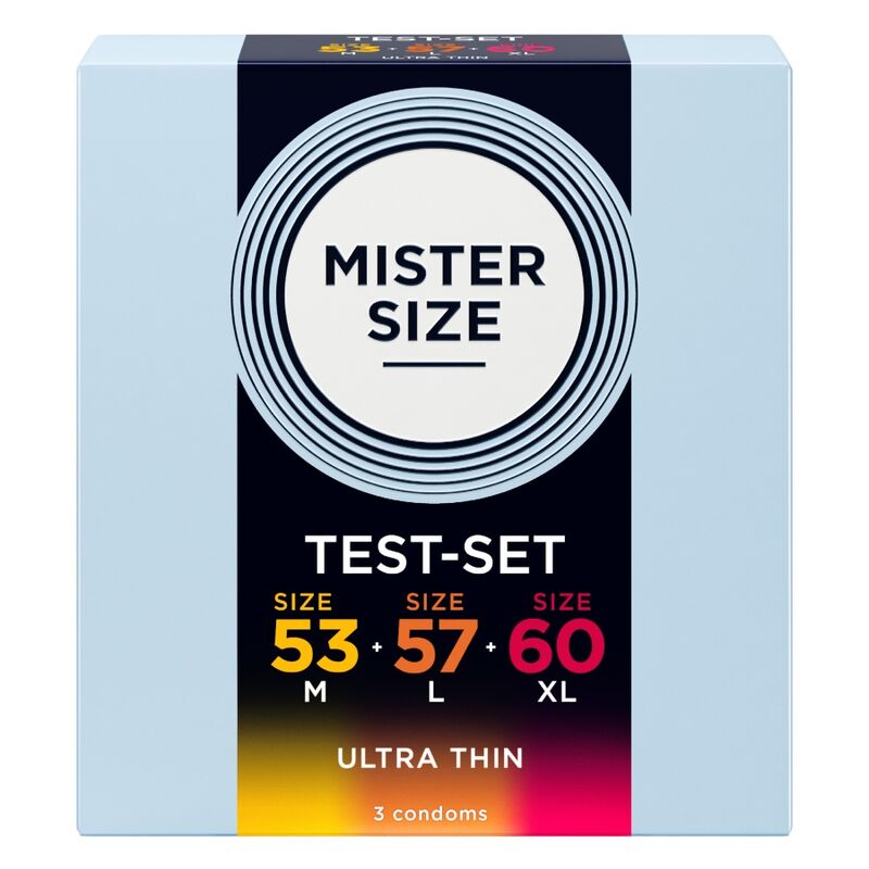 Preservativi MISTER SIZE Campione Misure 53-57-60 mm — 3 Pezzi