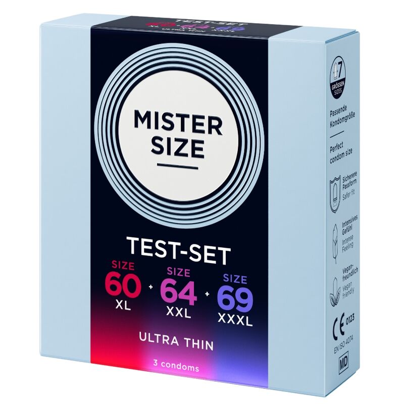 Preservativi MISTER SIZE Campione Misure 60-64-69 mm — 3 Pezzi