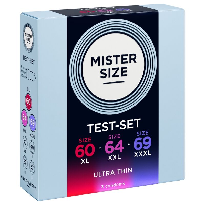 Preservativi MISTER SIZE Campione Misure 60-64-69 mm — 3 Pezzi