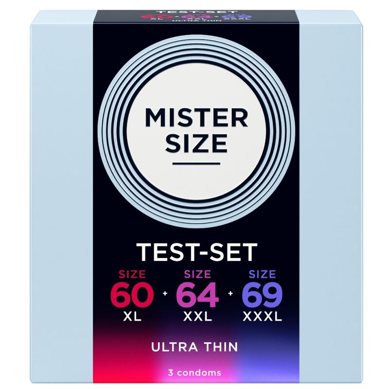Preservativi MISTER SIZE Campione Misure 60-64-69 mm — 3 Pezzi