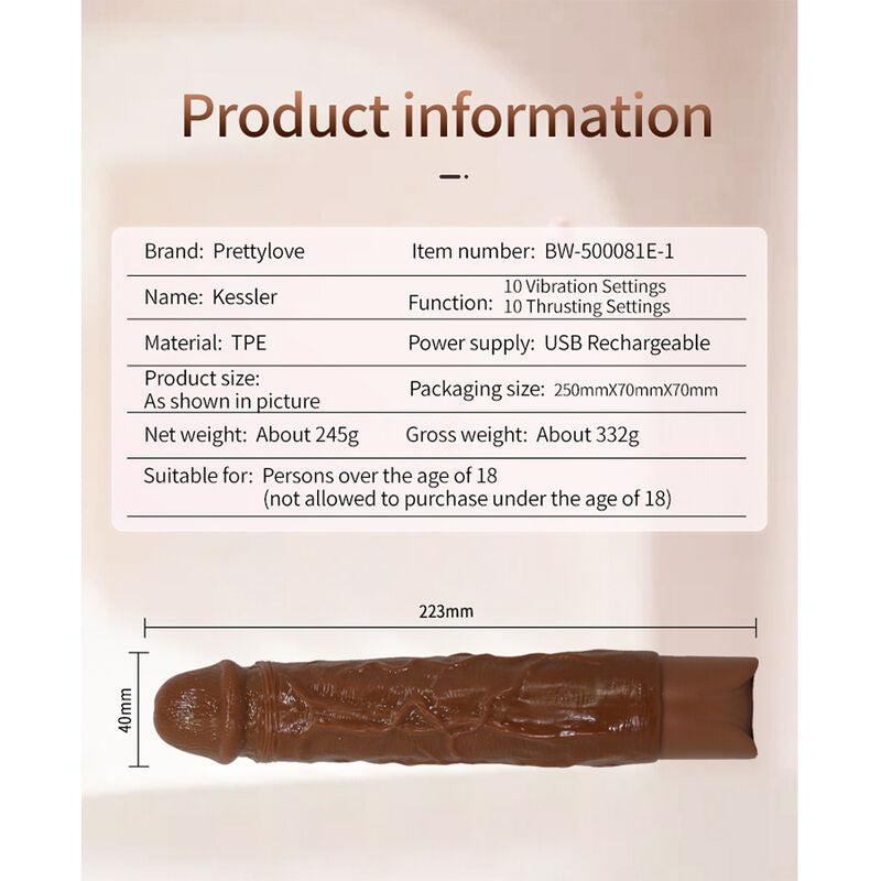 Dildo Vibrante PRETTY LOVE Kessler — Marrone