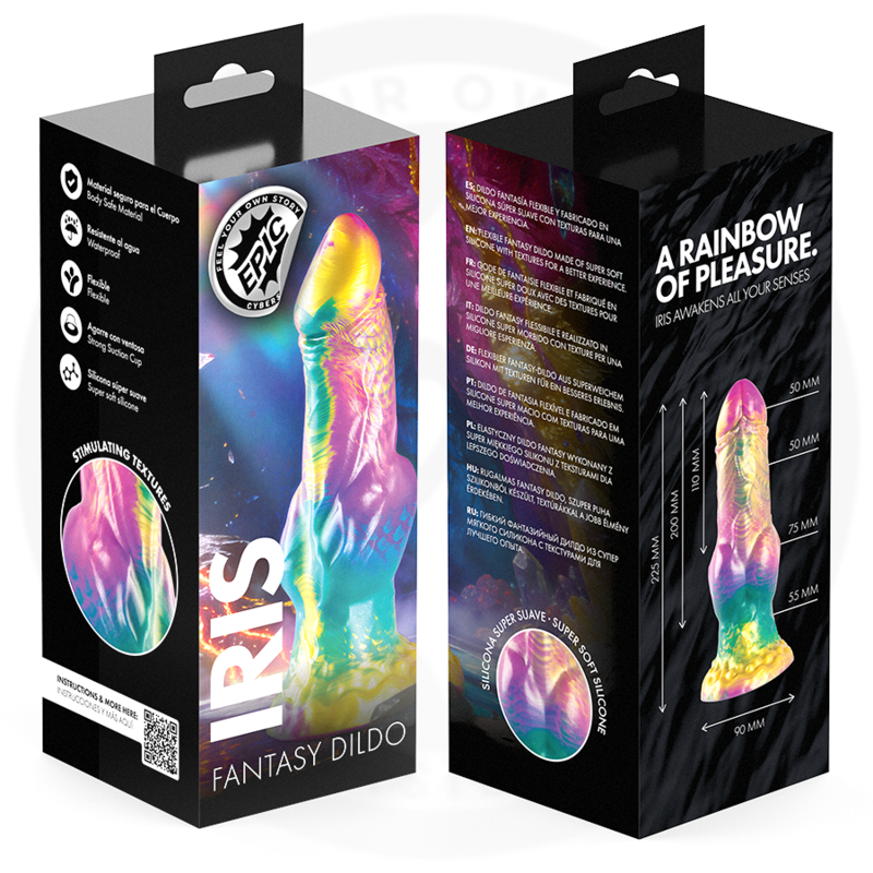 Dildo EPIC Iris con Testicoli — Arcobaleno