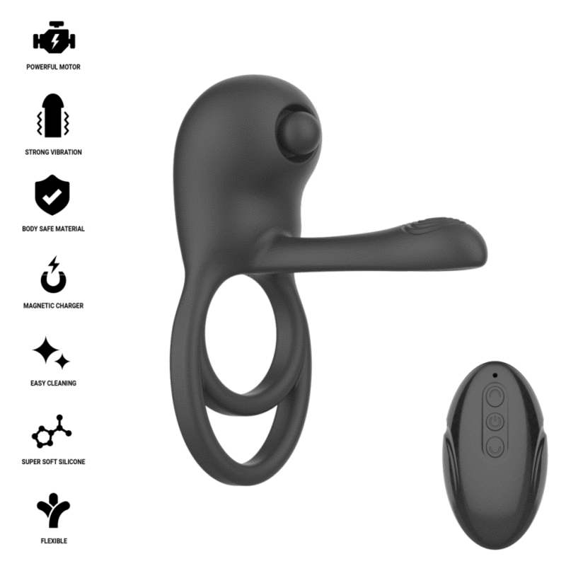 Anello Vibrante Pene INTENSE REMOTE CONTROL Spike — Nero
