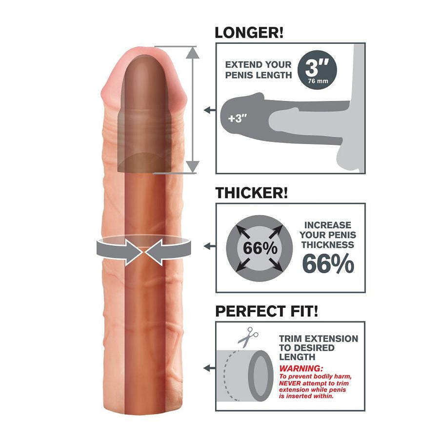 Guaina Fallica Estensione Fantasy X-Tensions Mega 3 — Flesh