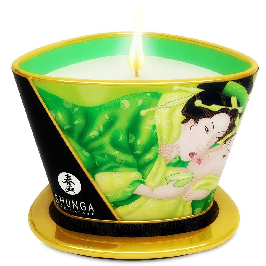 Candela da Massaggio Shunga Mini Caress — Tè Verde, 170 ml