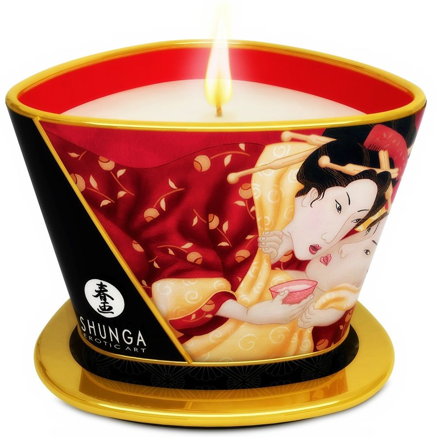 Candela da Massaggio Shunga Mini Caress — Fragole e Cava 170 ml