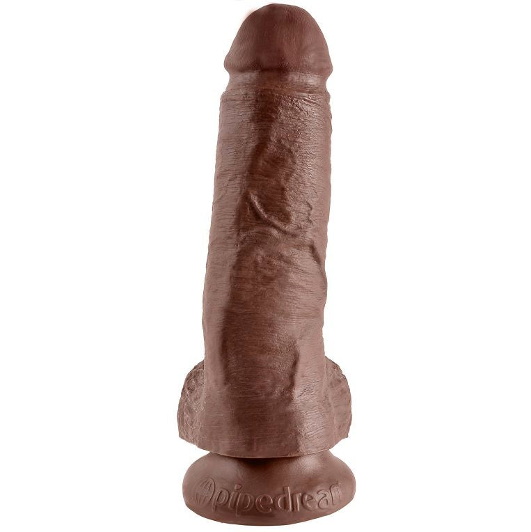 Dildo Realistico King Cock 8" Marrone — Con Testicoli