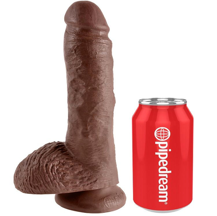 Dildo Realistico King Cock 8" Marrone — Con Testicoli