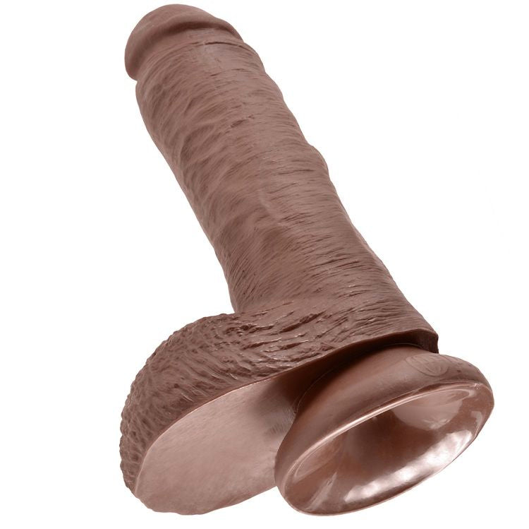 Dildo Realistico King Cock 8" Marrone — Con Testicoli