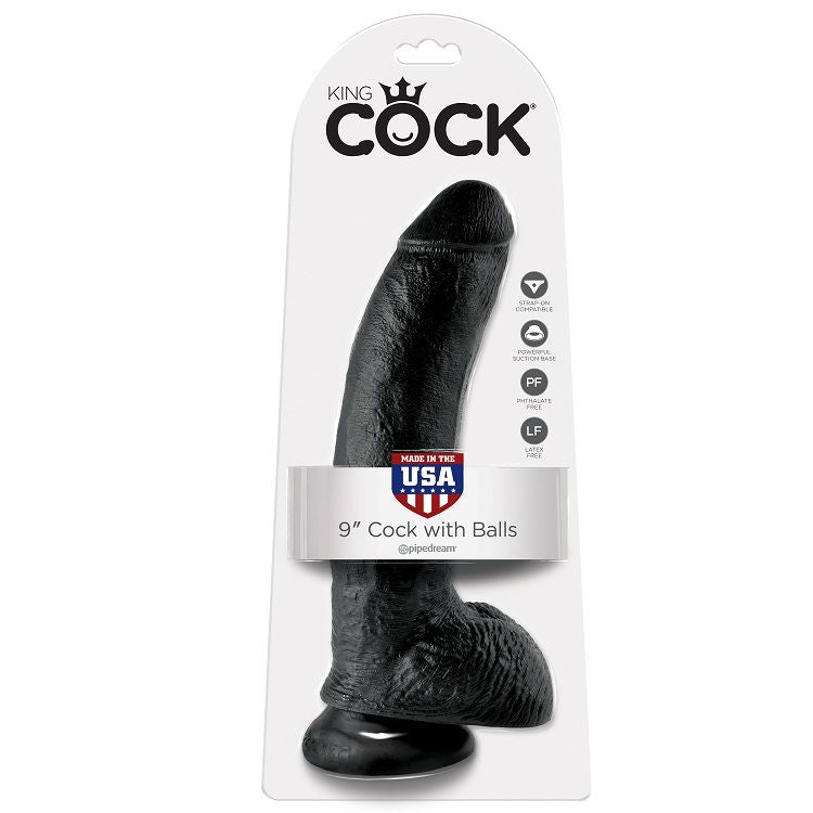 Dildo KING COCK Con Sfere 22.9 cm — Nero