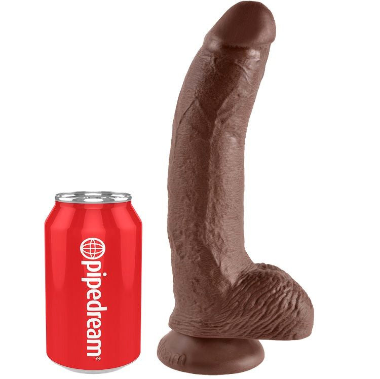 Dildo Realistico King Cock — Con Sfere, Marrone 22,9 cm