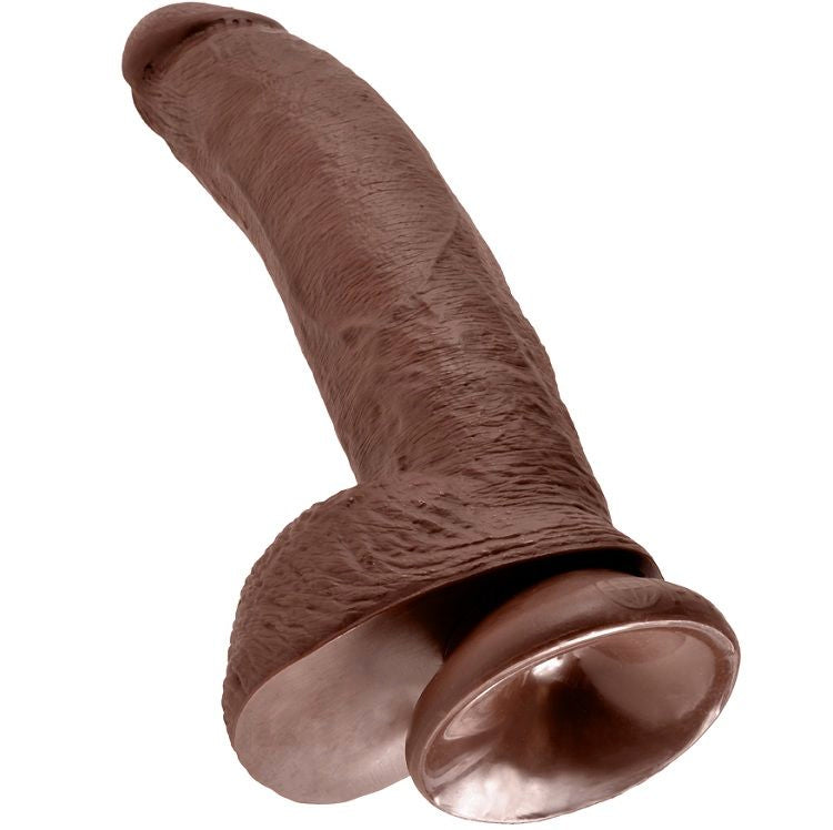 Dildo Realistico King Cock — Con Sfere, Marrone 22,9 cm