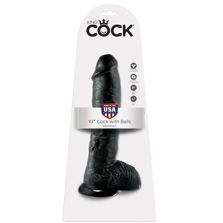 Dildo KING COCK con Sfere 25.4 cm — Nero