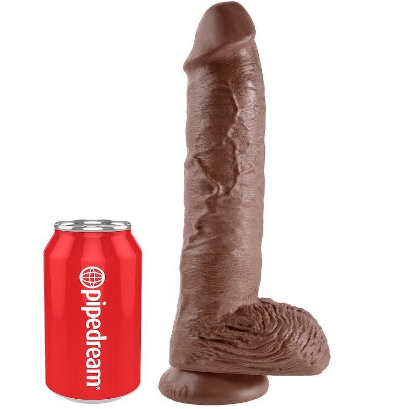 Dildo Realistico con Sfere King Cock — 25,4 cm, Marrone