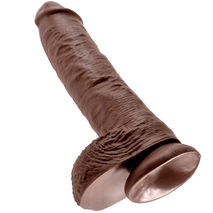 Dildo Realistico con Sfere King Cock — 25,4 cm, Marrone