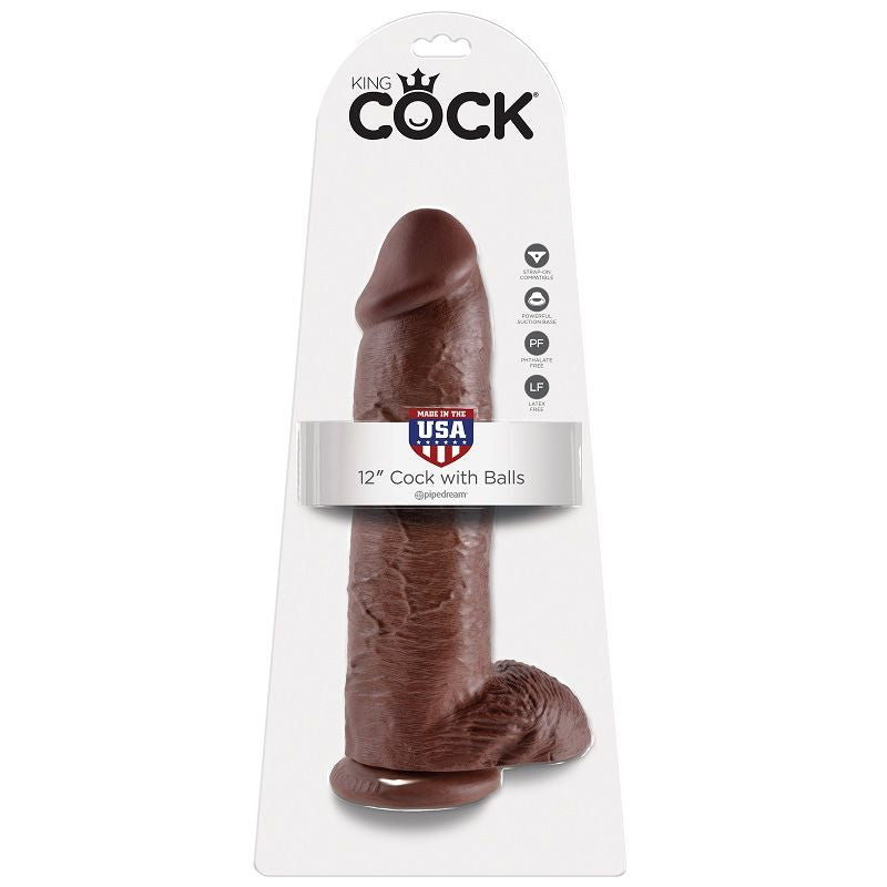 Dildo KING COCK Realistico Base Ventosa — Marrone