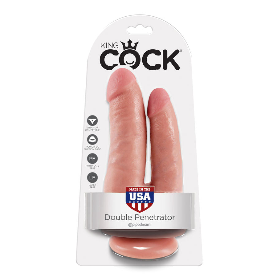 Dildo Realistico Doppio King Cock — Con Ventosa, Flesh