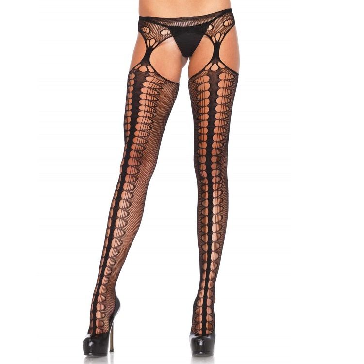 Reggicalze in Rete con Aperture Leg Avenue — Nero