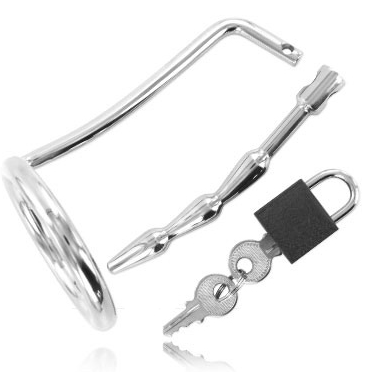 Anello Fallico BDSM con Tappo Uretrale Metal Hard — 45 mm