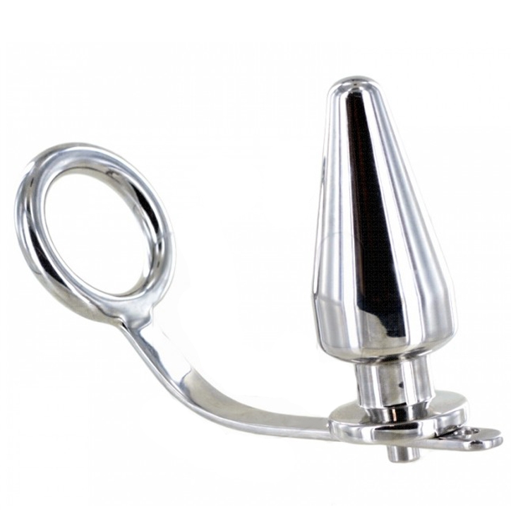 Anello Fallico con Plug Anale Metal Hard — Acciaio, 80x55 mm