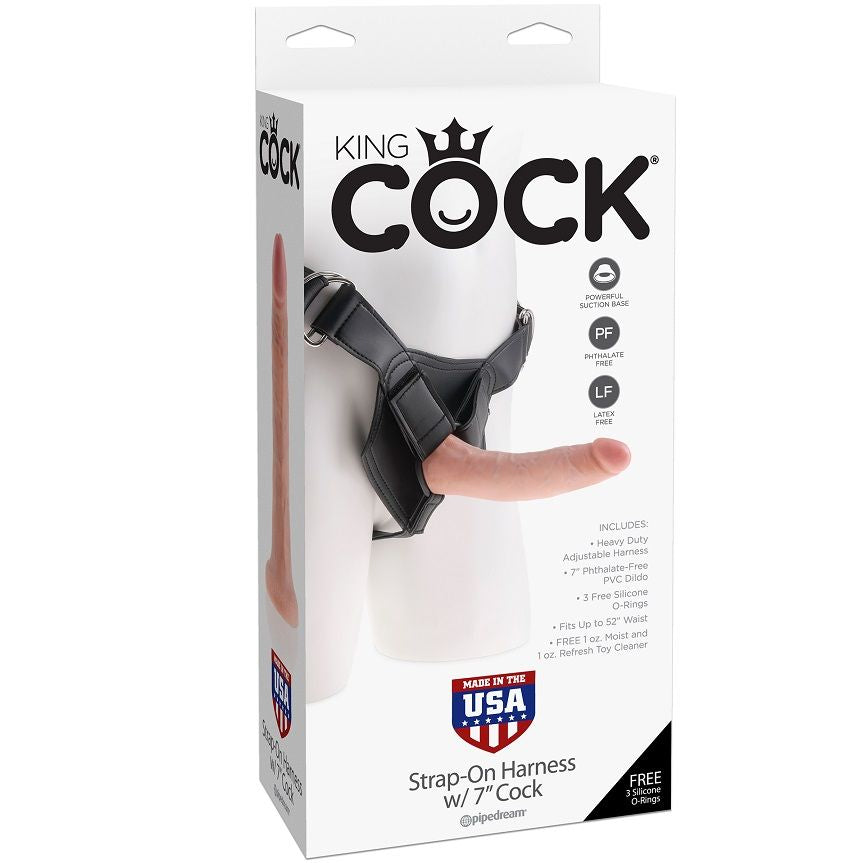 Imbracatura Pene KING COCK con Dildo Realistico 17,8 cm — Nero