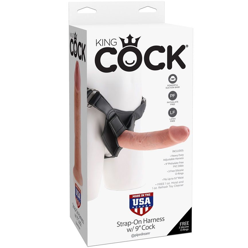 Imbracatura Pene KING COCK con Dildo Realistico 22.9cm — Nero