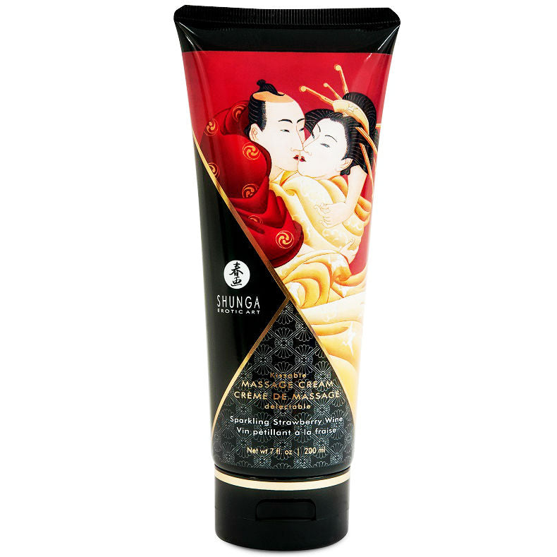 Crema da Massaggio Erotico Shunga — Fragola e Champagne, 200 ml