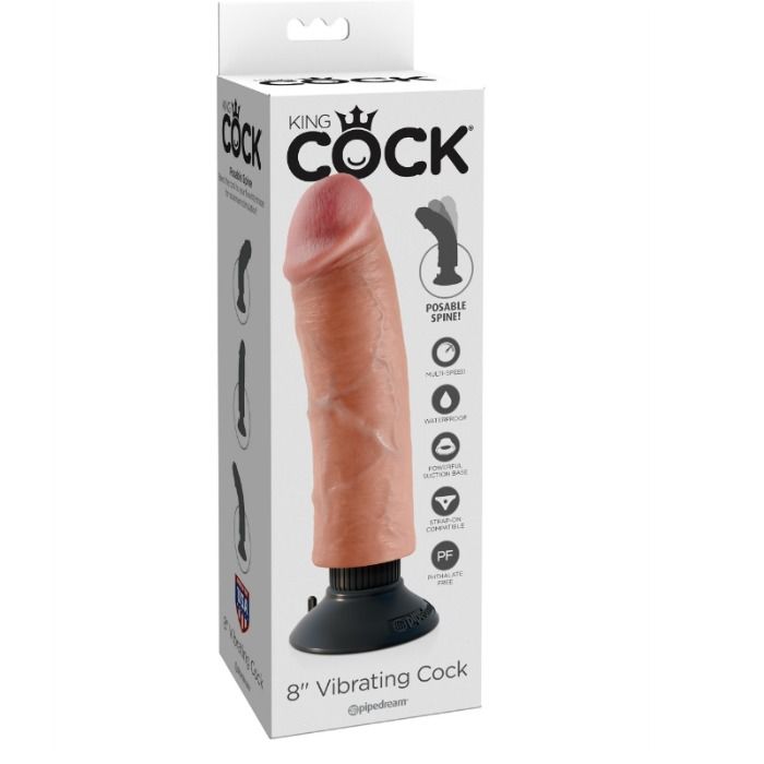 Dildo Realistico Vibrante King Cock — 20 cm, Flesh