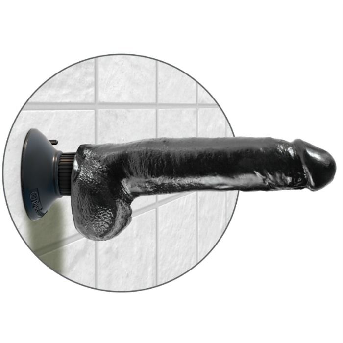 Dildo Realistico Vibrante King Cock — con Testicoli, 23 cm nero