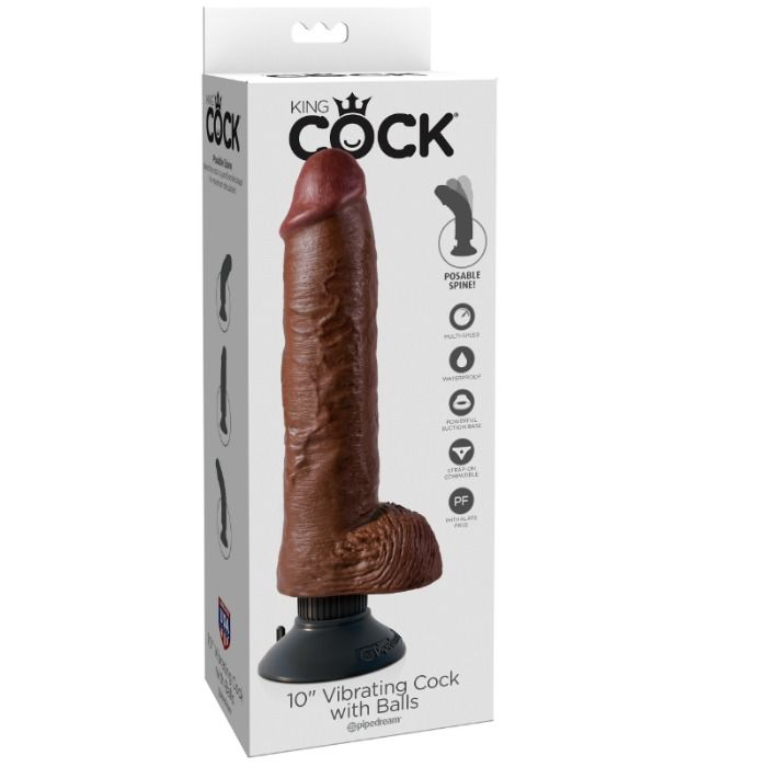 Dildo Realistico Vibrante con Testicoli King Cock — 25,5 cm