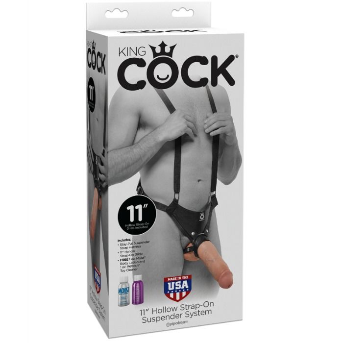 Strap-on Pene Cavo King Cock 28 cm Carne — Sistema di Bretelle