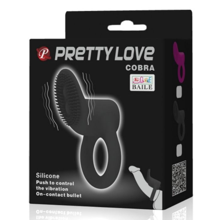 Anello Fallico Vibrante Pretty Love Cobra — Silicone, Nero